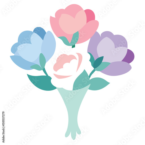Pastel Flower Bouquet Watercolor Cutout Clipart