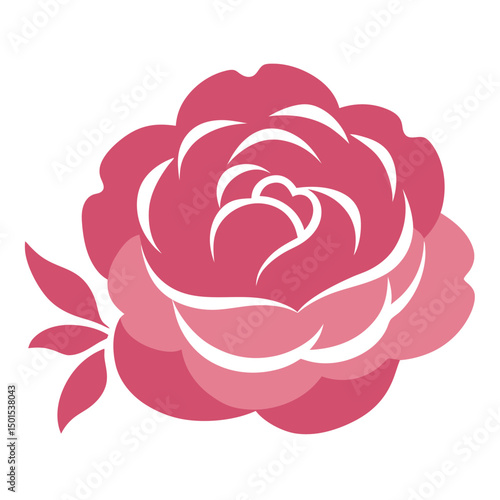Peony Floral Cutout Watercolor On White Paper