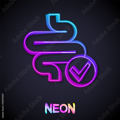 Glowing neon line Intestines icon isolated on isolated on black background. Human body internal organs. Vector