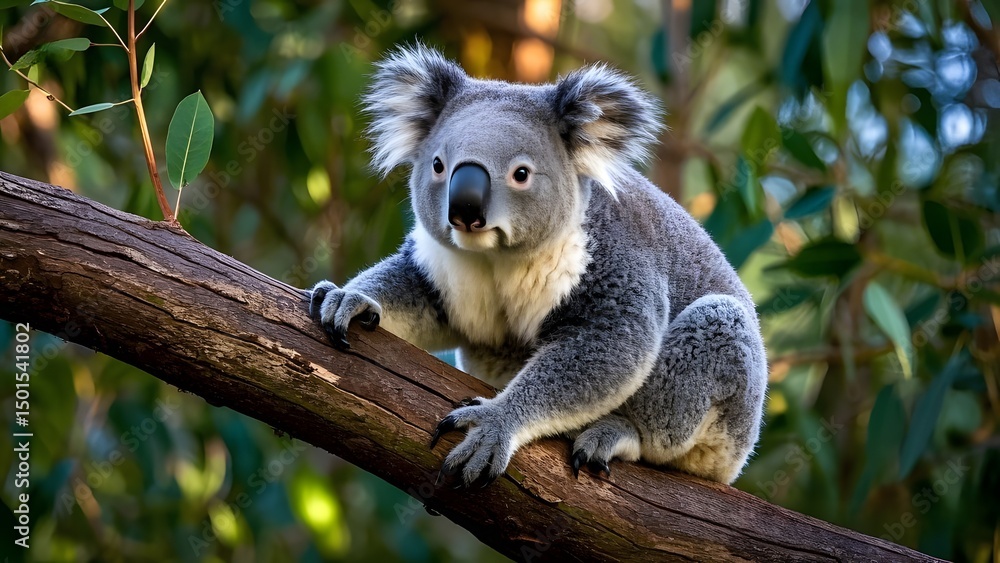 Fototapeta premium Adorable Koala Bear in its Natural Habitat Eucalyptus Tree
