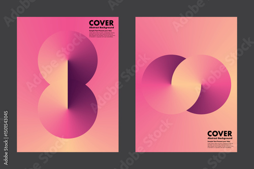Modern vector geometric abstract background design with gradient peach color, symbolizing infinity and loop. For modern covers, posters, digital artwork, presentations, annual reports.