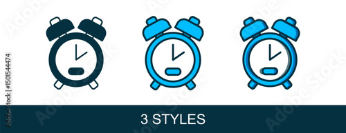 Filled outline Alarm clock icon isolated on white background. Wake up, get up concept. Time sign. Vector