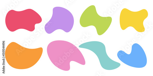 Hand drawn organic rectangle frames. Abstract doodle liquid shapes. Organic free flat blobs. Irregular fluid bubbles. Empty text box.