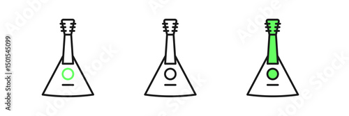 Set line Musical instrument balalaika icon isolated on white background. Vector