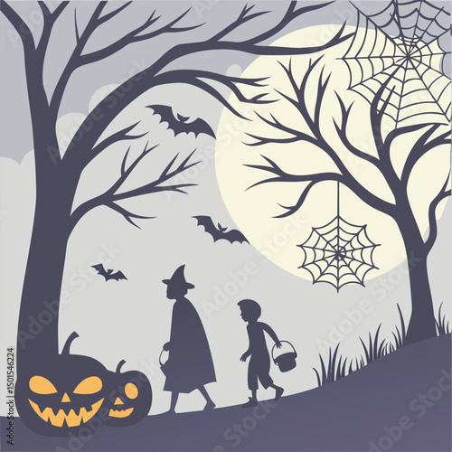 Nighttime Halloween Walk for Tricks and Treats