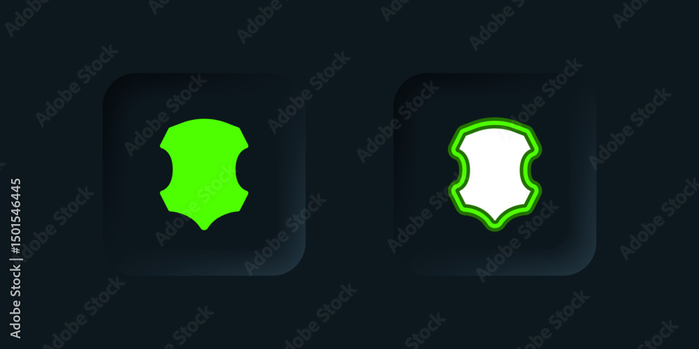 Green Leather icon isolated on black background. Black square button. Vector Green Leather icon isolated on black background. Black square button. Vector