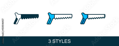 Filled outline Hand saw icon isolated on white background. Vector