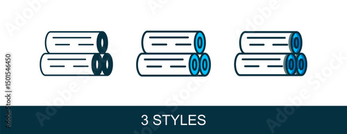 Filled outline Wooden log icon isolated on white background. Stack of firewood. Vector