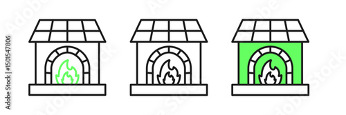 Set line Blacksmith oven icon isolated on white background. Vector