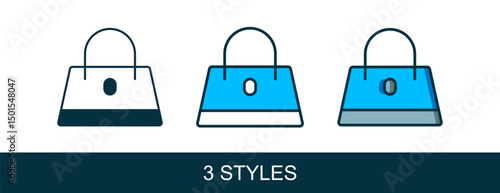 Filled outline Handbag icon isolated on white background. Female handbag sign. Glamour casual baggage symbol. Vector