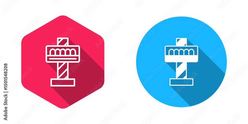 Filled and outline Attraction carousel icon isolated with long shadow background. Amusement park. Childrens entertainment playground, recreation park. Vector Filled and outline Attraction carousel icon isolated with long shadow background. Amusement park. Childrens entertainment playground, recreation park. Vector