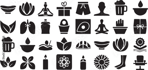 Minimal Wellness Icon Collection in Black Stroke Style