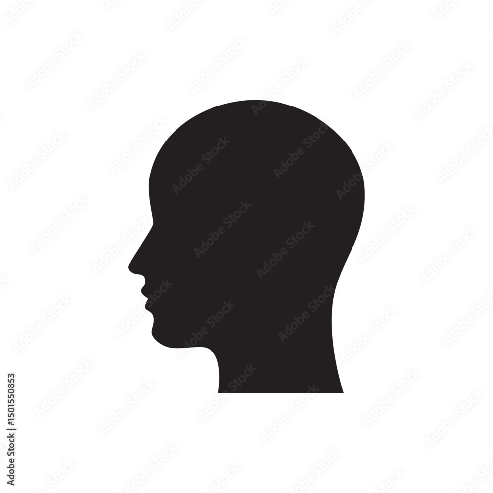 Silhouette head icon isolated on white. Silhouette head icon isolated on white.