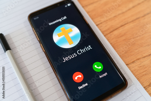 Jesus Christ is calling you. Concept of calling to religion.