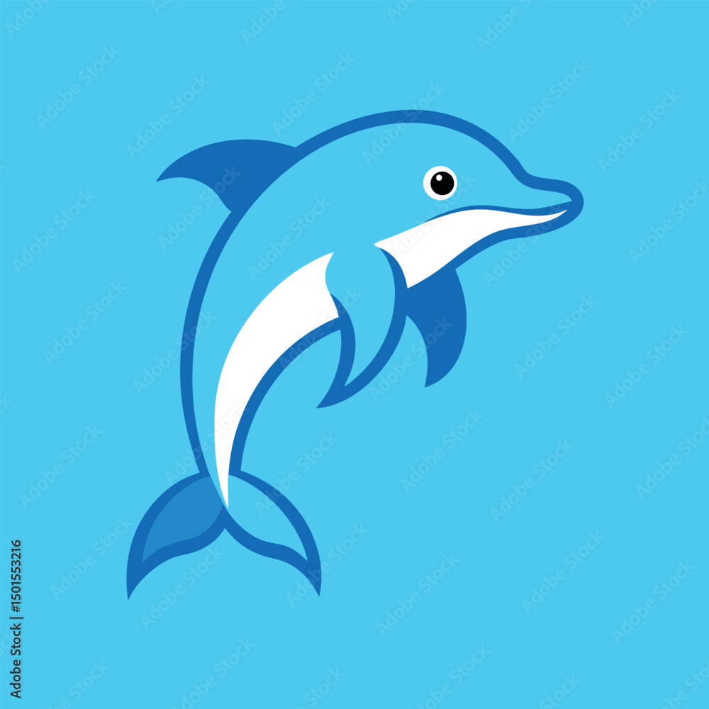 Fototapeta premium Bottlenose dolphin vector art illustration.