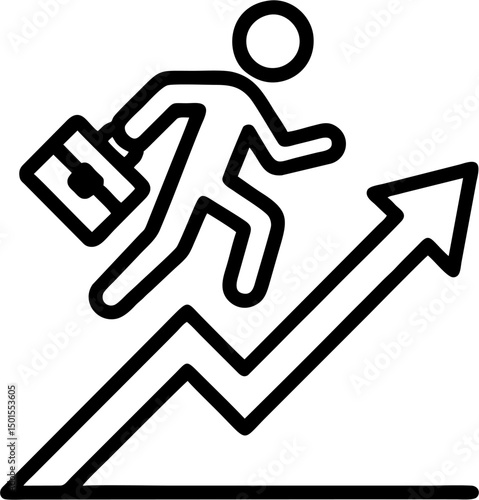 Ambitious figure climbs ascending graph