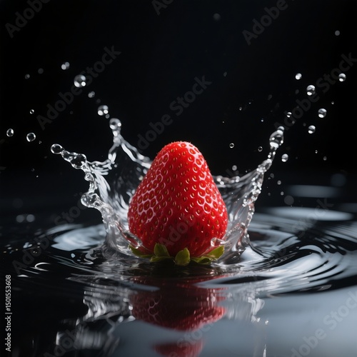 Obraz na płótnie Strawberry Splash in Water Hyper Realistic Cinematic