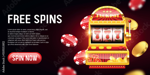 Slot machine banner. Online casino banner. Vector illustration