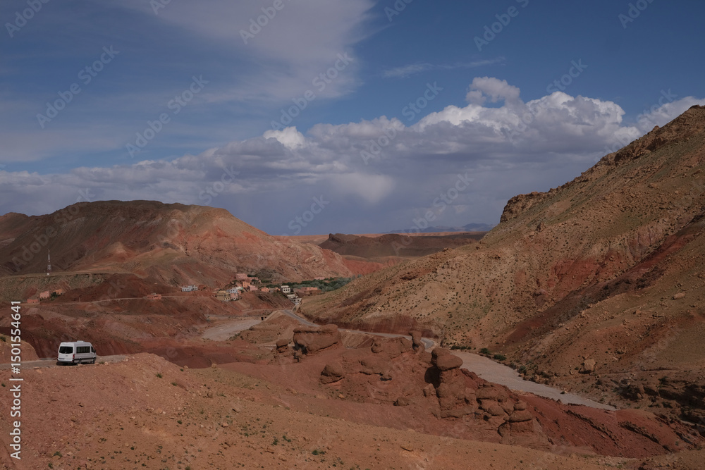 Fototapeta premium Amazing landscape of Atlas mountains and traditional berber buildings in Morocco around Dades Gorge.