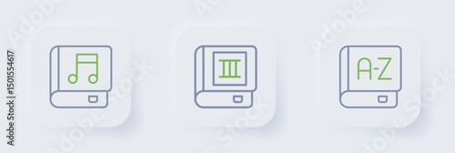 Set line Translator book, Book and Audio icon. Vector