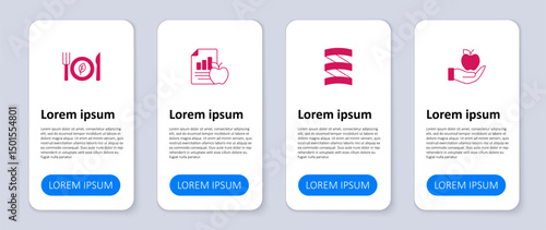 Set Apple, Sports nutrition proteine, Diet plan and Vegan food diet. Business infographic template. Vector