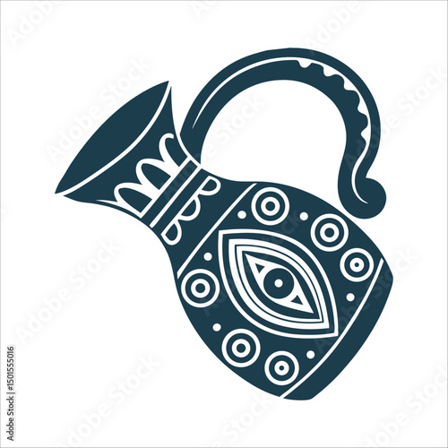 Ornate Ritual Pitcher, Ancestral Offering Vessel Libation Vessel A pouring jug with swirling liquid ancestor offerings