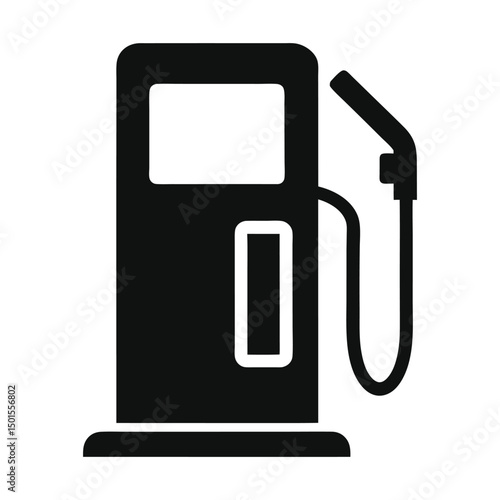Flat Silhouette Gas Station Fuel Pump Icon Simple and Clean Design
