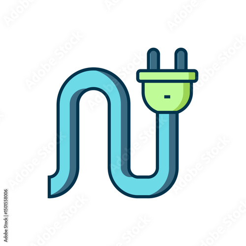 Filled outline Electric plug icon isolated on white background. Concept of connection and disconnection of the electricity. Flat filled outline style with shadow. Vector