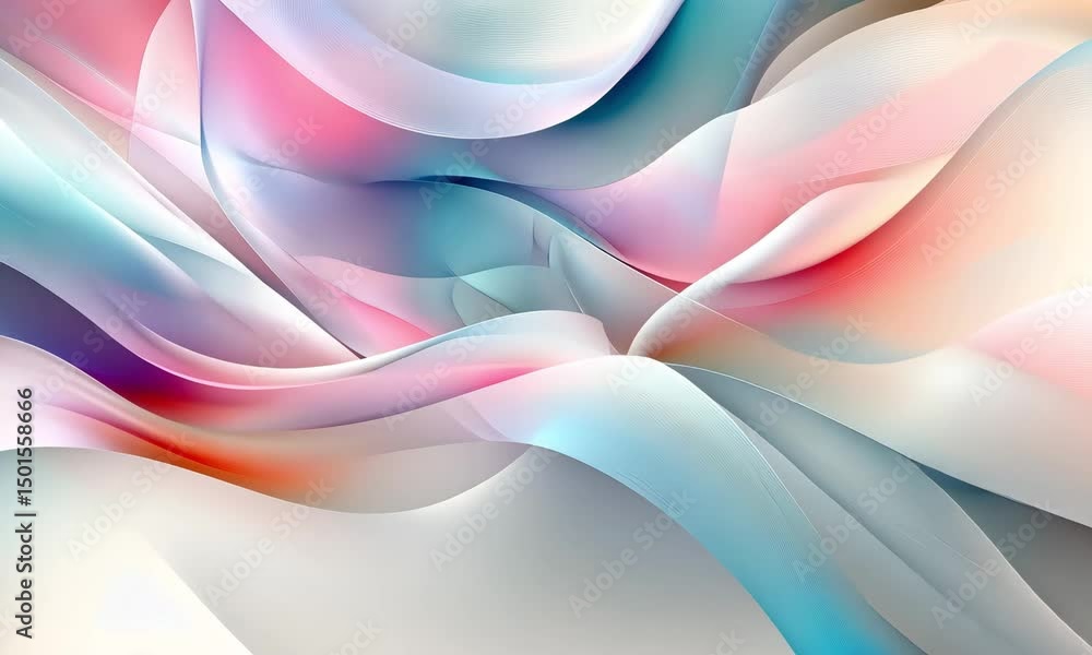 Abstract video features flowing shapes and lines with a color palette of pink, blue, and white that creates a smooth and dynamic visual experience. Great for backgrounds. Abstract video features flowing shapes and lines with a color palette of pink, blue, and white that creates a smooth and dynamic visual experience. Great for backgrounds.