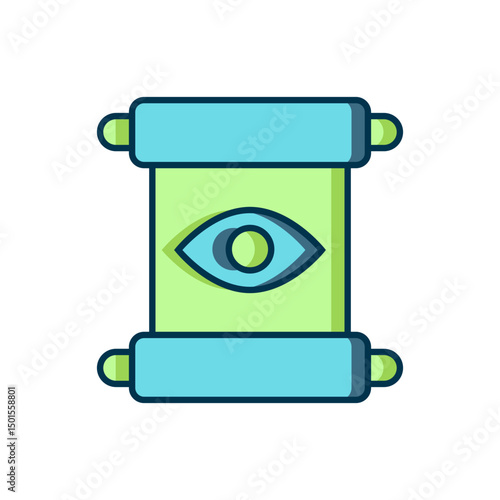 Filled outline Magic scroll icon isolated on white background. Decree, paper, parchment, scroll icon. Flat filled outline style with shadow. Vector