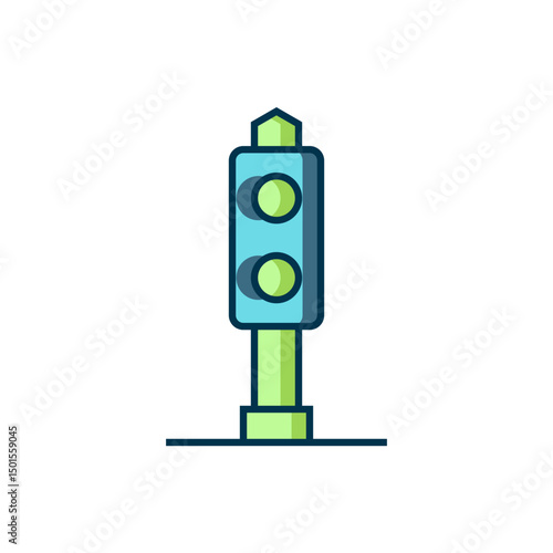 Filled outline Train traffic light icon isolated on white background. Traffic lights for the railway to regulate the movement of trains. Flat filled outline style with shadow. Vector