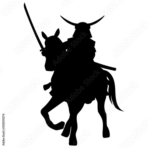 戦国武将のシルエットイラスト