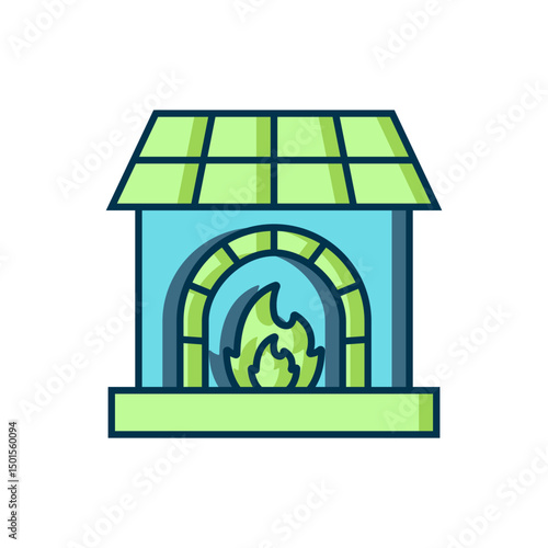 Filled outline Blacksmith oven icon isolated on white background. Flat filled outline style with shadow. Vector