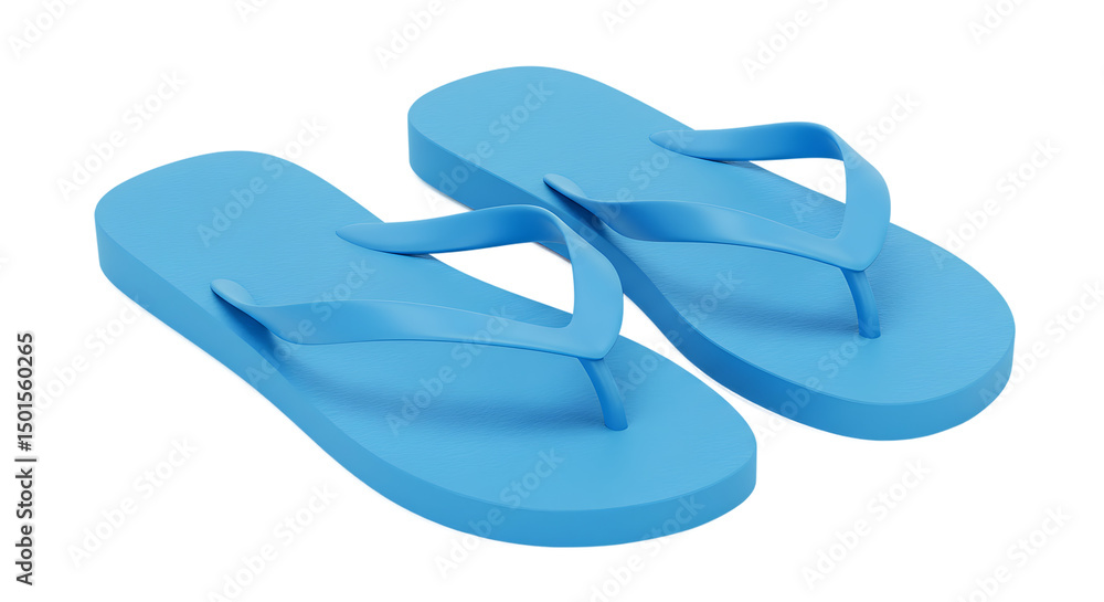 Two blue flipflops on blue surface Two blue flipflops on blue surface