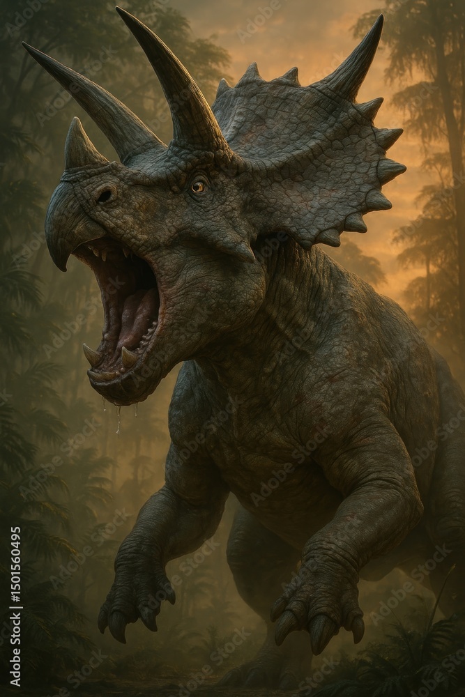 Fototapeta premium Majestic roaring dinosaur illustration