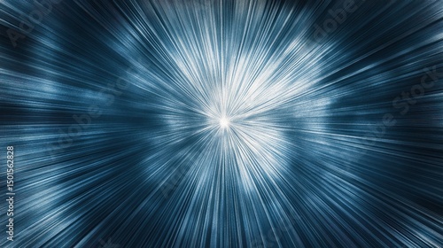 Light streaks emanate from a central point in blue hues