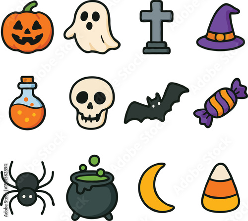 Different types of halloween icons vector