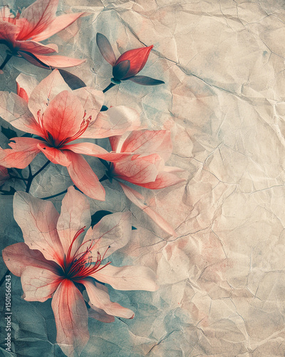 Wallpaper Mural Floral-inspired abstract with faded petals and textured paper background. Torontodigital.ca