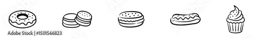 Minimalist Outline Sweet Treats Vector Icons