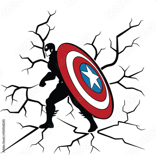 Captain America Shield Wall Crash Decal