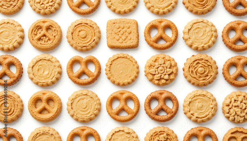 A collection of assorted butter cookies isolated on white background A collection of assorted butter cookies isolated on white background