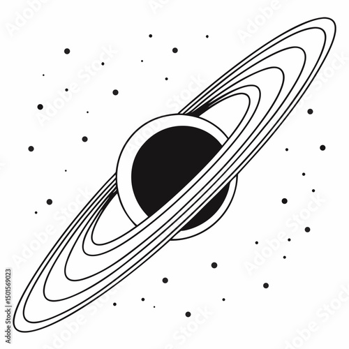 Stylized saturn planet rings space art minimalist design