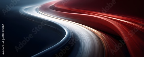 Abstract background with flowing black and red waves creating a dynamic and visually stunning effect on a blurred bokeh backdrop