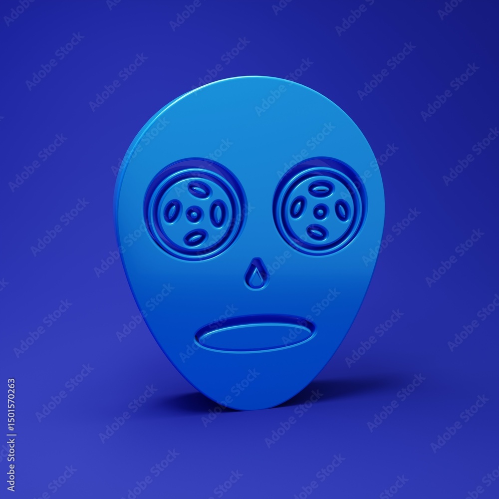 Fototapeta premium Blue Facial cosmetic mask icon isolated on blue background. Cosmetology, medicine and health care. Minimalism concept. 3D render illustration