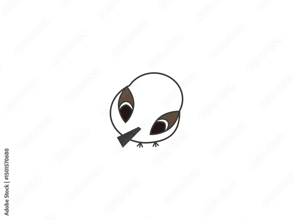後ろを向いたシマエナガのイラスト 後ろを向いたシマエナガのイラスト