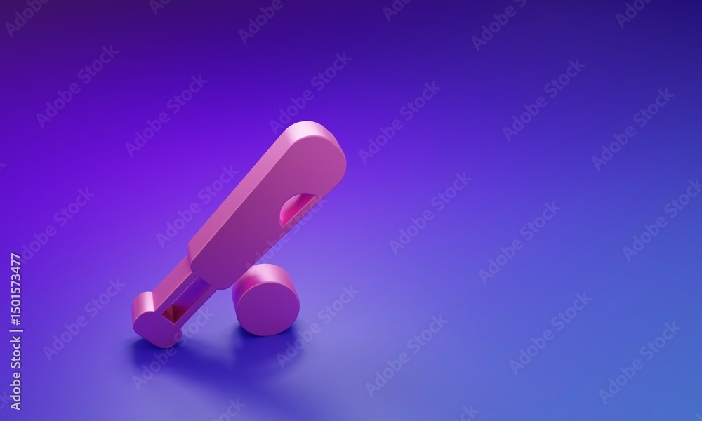 Pink Baseball bat with ball icon isolated on purple-blue background. Minimalism concept. 3D render illustration Pink Baseball bat with ball icon isolated on purple-blue background. Minimalism concept. 3D render illustration