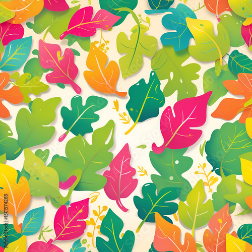 Wallpaper Mural "Playful Cartoon Leaf Pattern for Kids" Torontodigital.ca