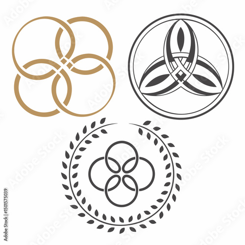 Elegant celtic knots and laurel wreath designs