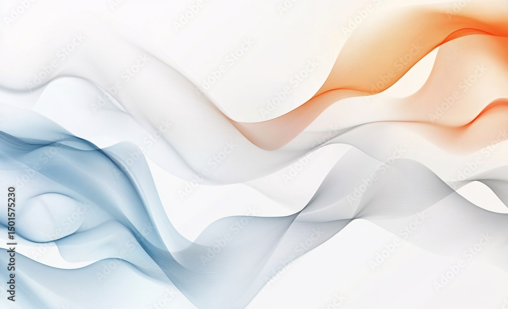 Obraz premium Abstract background with flowing waves in blue and orange tones