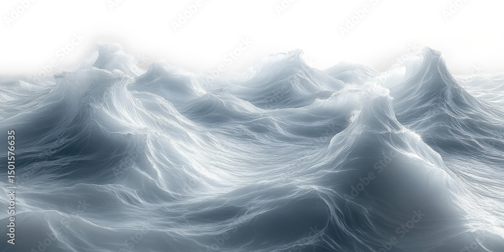 Fototapeta premium Ocean waves with splashes on a transparent PNG image